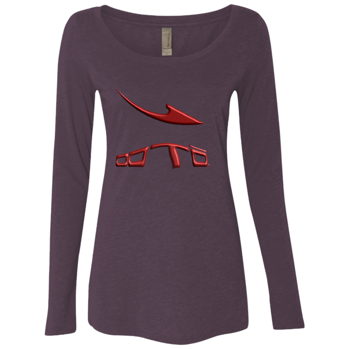 DASH EN DARK RED DISTORTED 3D PRINT - NL6731 Ladies' Triblend LS Scoop 2 COLORS -