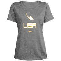 Thumbnail for USA OOTO DASH EN WHITE STRETCH - MZ OG - LST360 Ladies' Heather Scoop Neck Performance Tee - 6 COLORS -