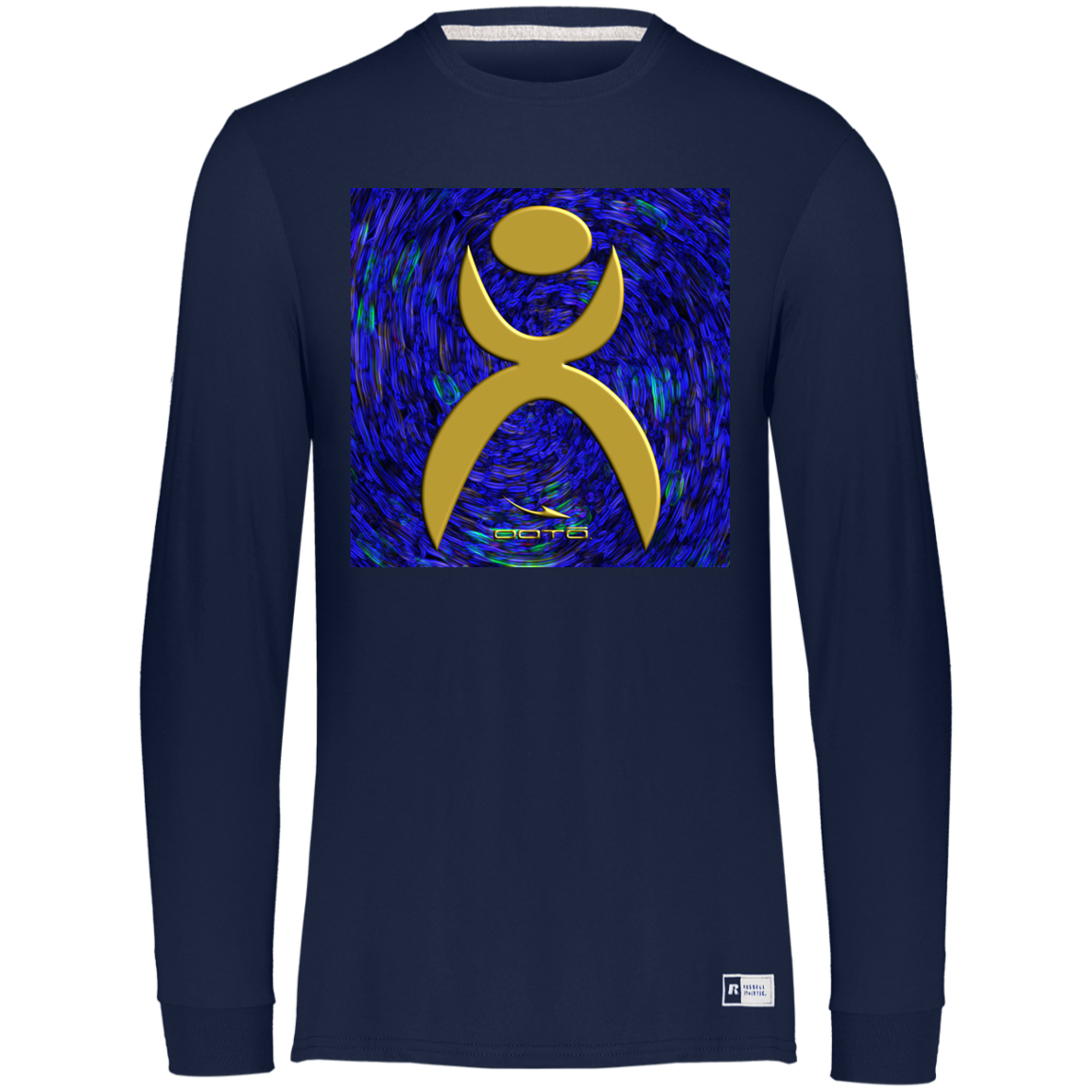 GLYPHIC EN GOLD OVER PLASMATIC STORM - 64LTTM Essential Dri-Power Long Sleeve Tee - 4 COLORS -