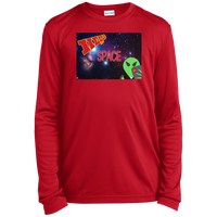 Thumbnail for AL -Hello from SPACE - selfie - postcard -  YST350LS Youth Long Sleeve Performance Tee - 3 COLORS -