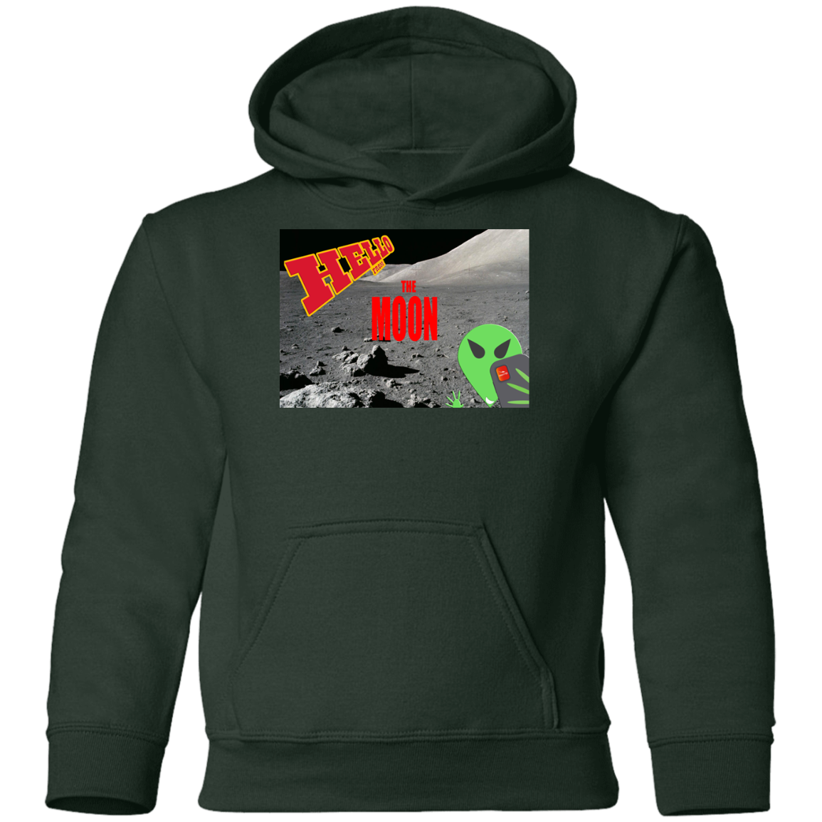 OOTO - AL Hello from THE MOON - selfie - postcard - G185B Youth Pullover Hoodie - 5 COLORS -