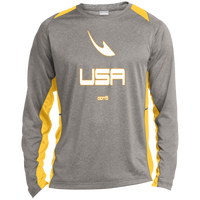 Thumbnail for USA OOTO DASH EN WHITE STRETCH - MZ OG - ST361LS Long Sleeve Heather Colorblock Performance Tee - 7 COLORS -