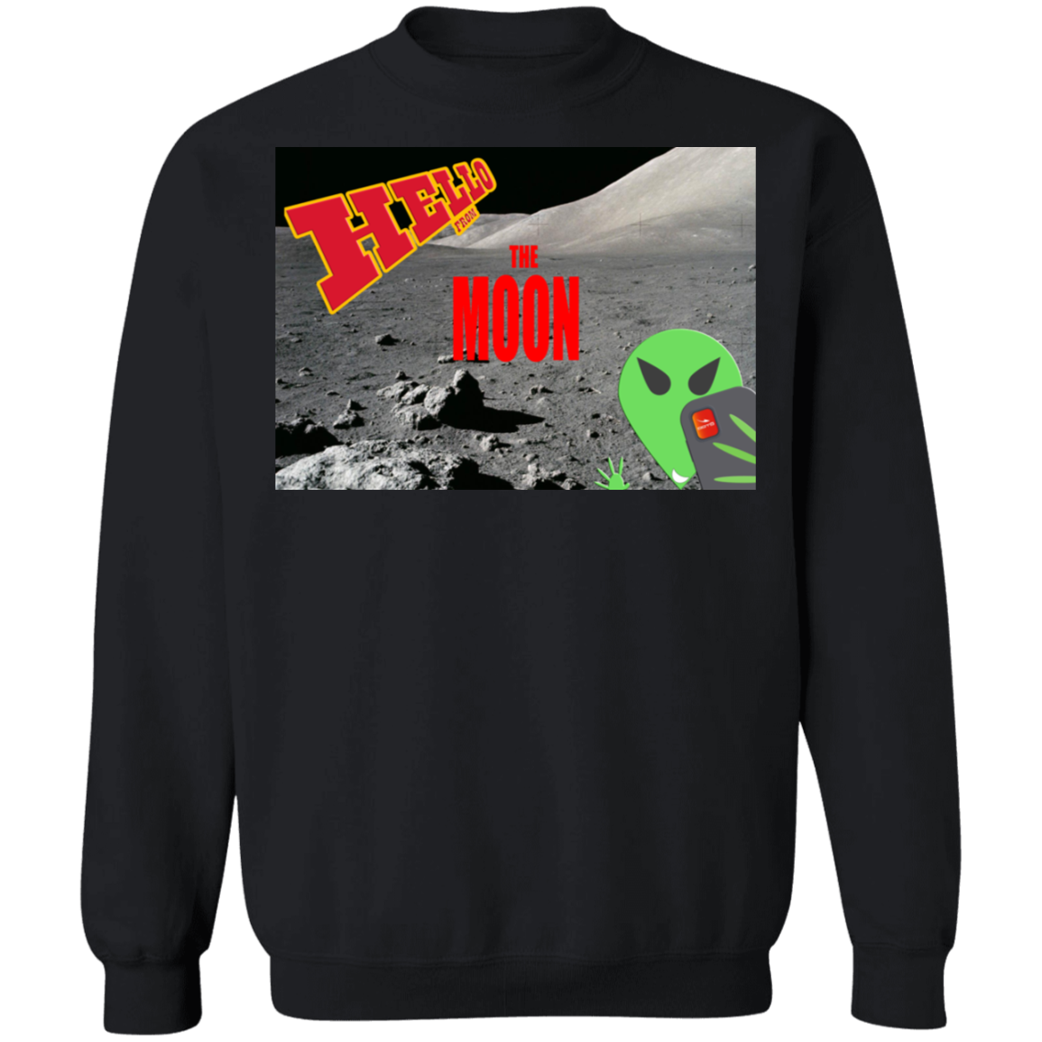 AL - Hello from THE MOON - selfie - postcard - Z65x Crewneck Pullover Sweatshirt - 5 COLORS -