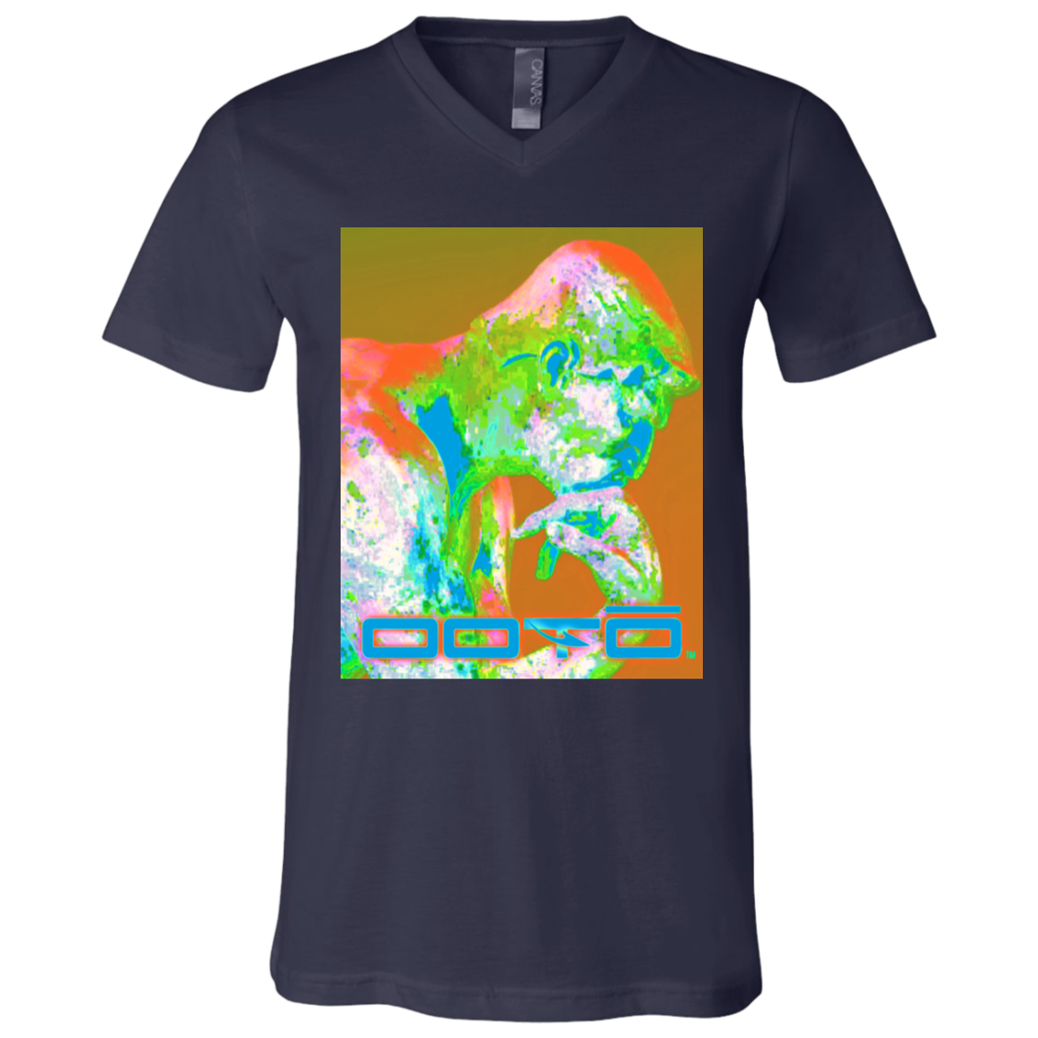 RODINS THE THINKER X OOTO EN PASTEL - 3005 Unisex Jersey SS V-Neck T-Shirt - 4 COLORS -