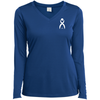 Thumbnail for GLYPHIC EN WHITE -  LST353LS Ladies’ Long Sleeve Performance V-Neck Tee - 7 COLORS -