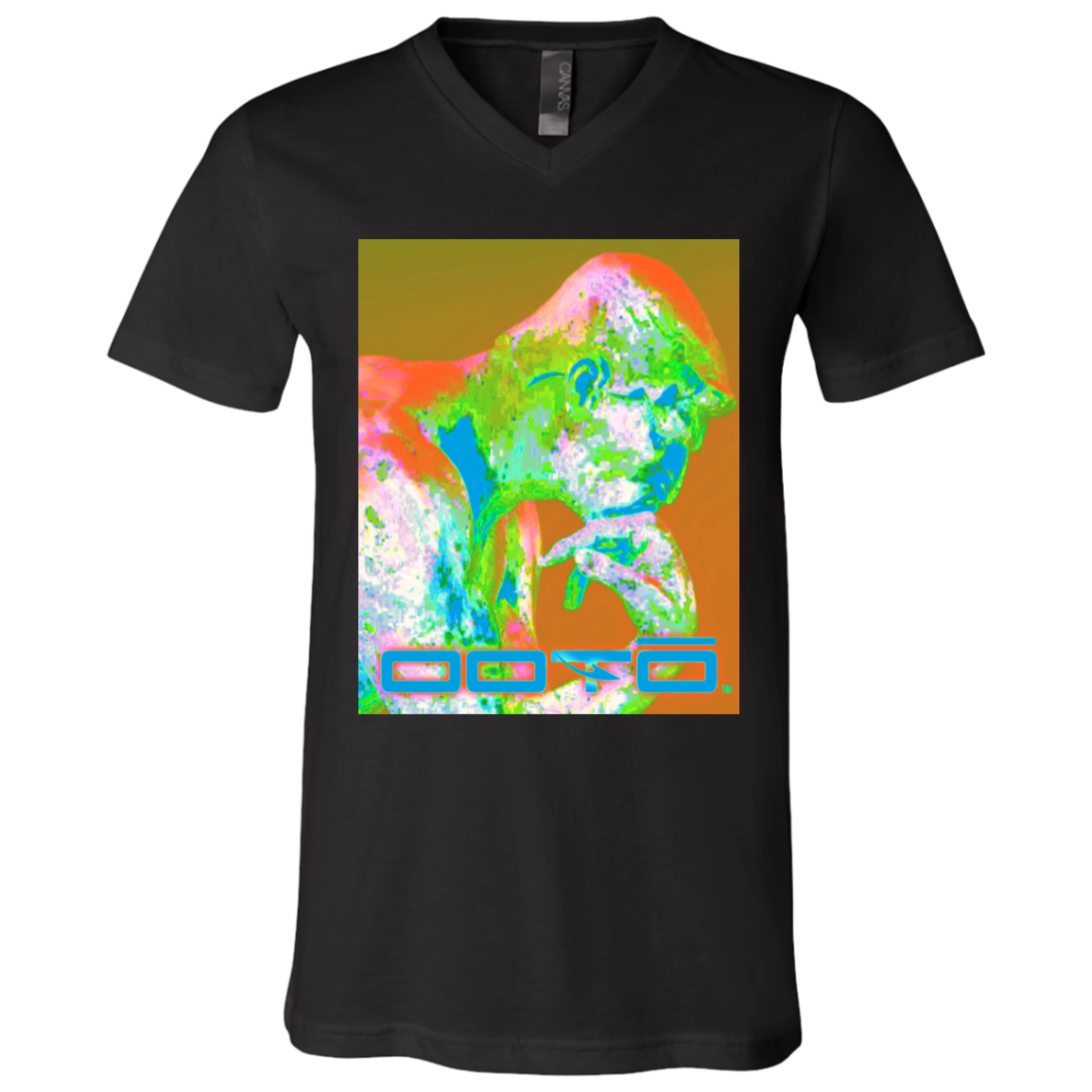 RODINS THE THINKER X OOTO EN PASTEL - 3005 Unisex Jersey SS V-Neck T-Shirt - 4 COLORS -