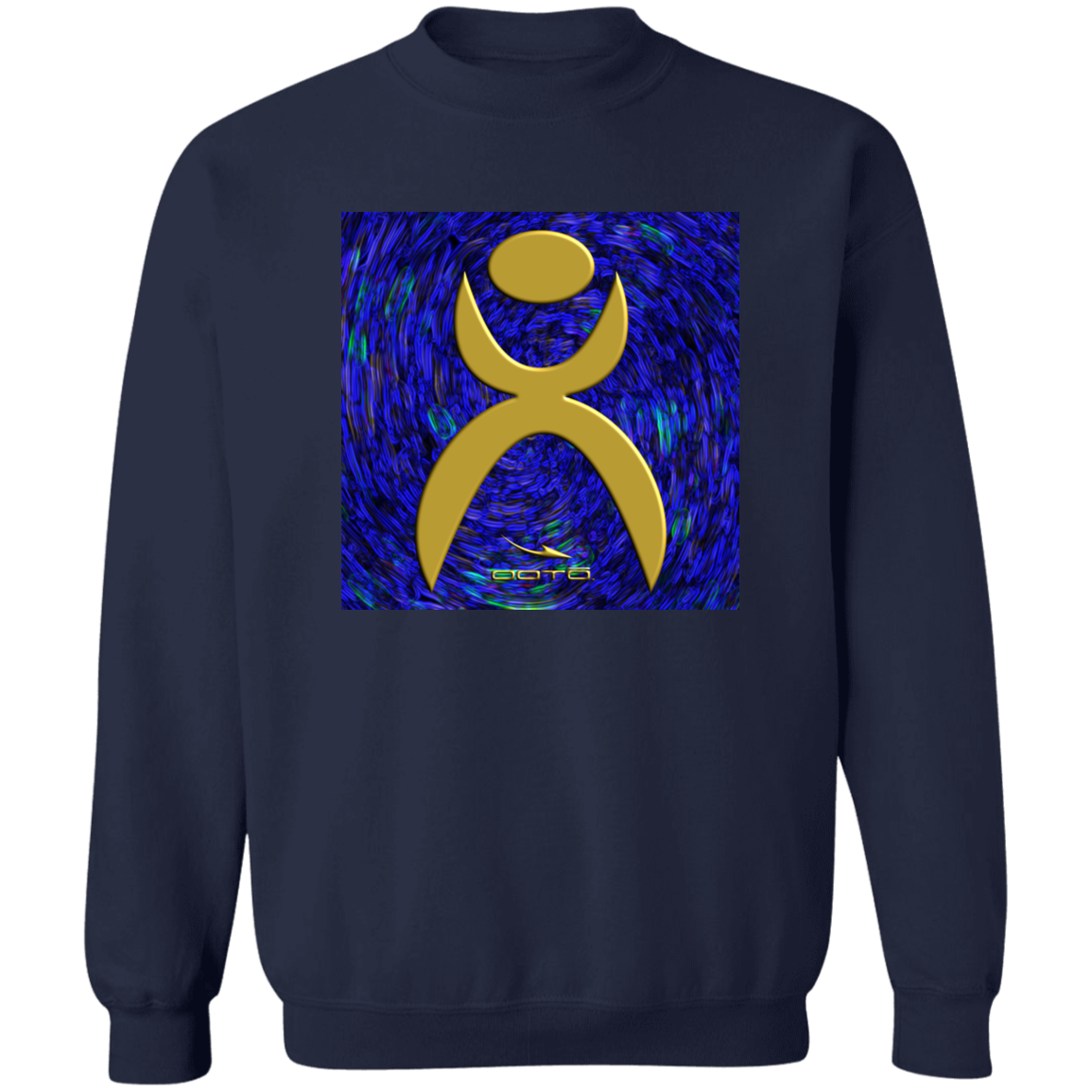 OOTO - GLYPHIC EN GOLD OVER PLASMATIC STORM - G180 Crewneck Pullover Sweatshirt - 5 COLORS -