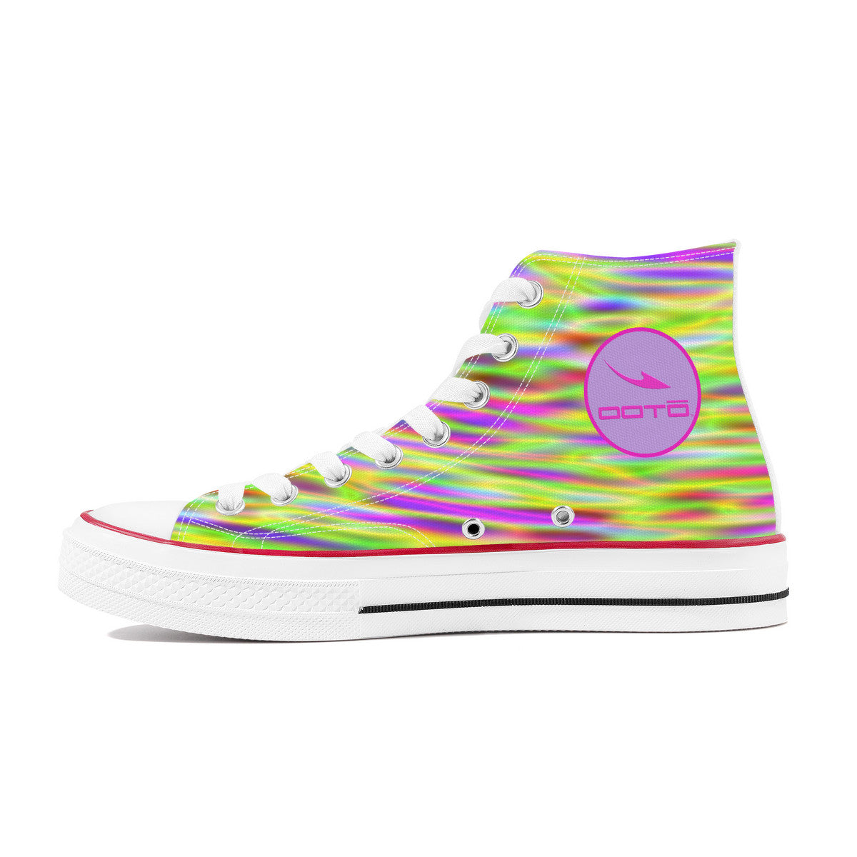 OOTO - High Top Canvas Shoes - NEON STREAM - White soles - 1 COLOR -