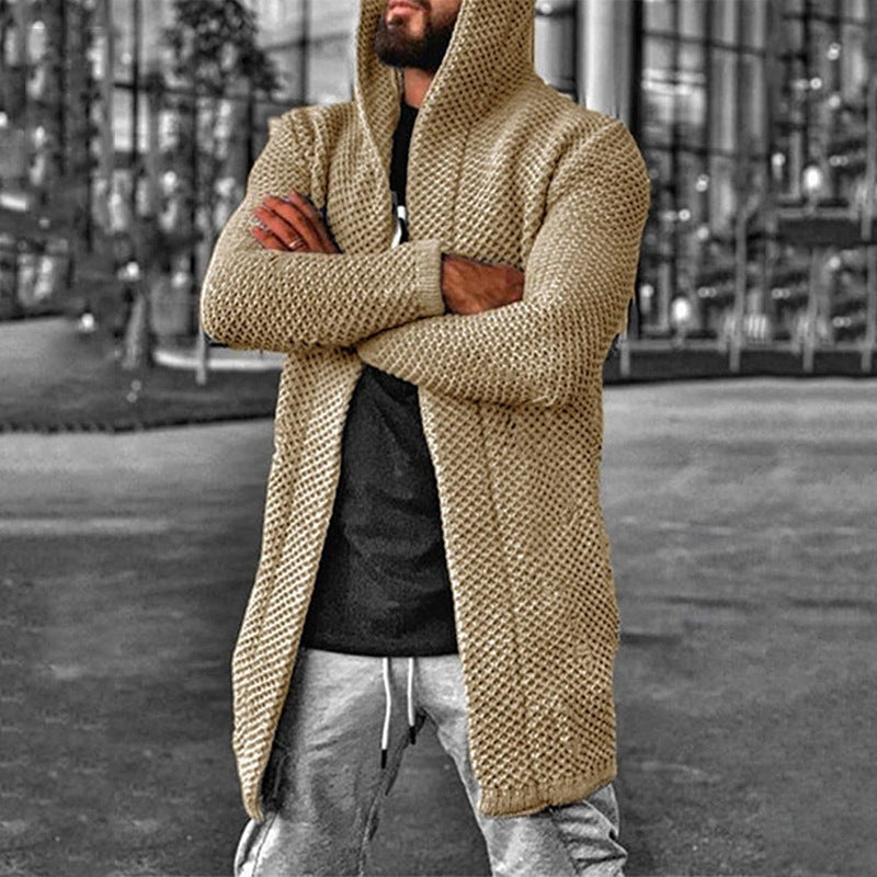 Men's hooded long sleeve knitted sweater cardigan - K - 6 COLORS -