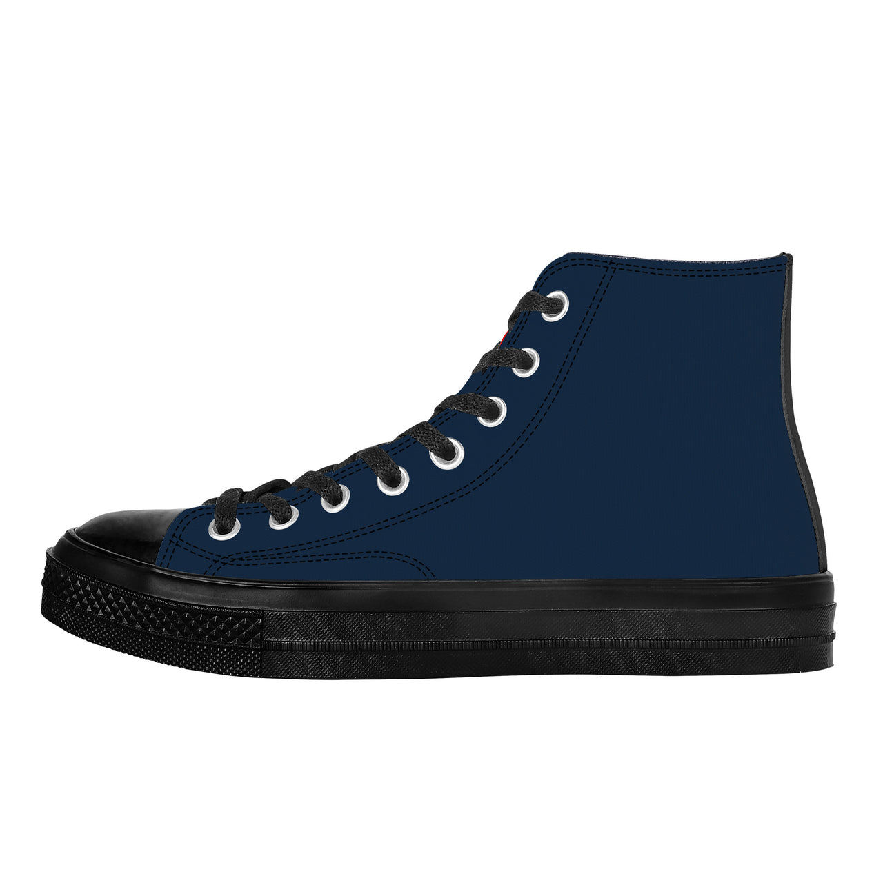 OOTO - High Top Canvas Shoes  - CLASSIC B & R ON DARK BLUE -  Black soles - 1 COLOR -