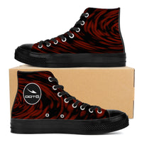 Thumbnail for OOTO - A DARK RED EDDY - High Top Canvas Shoes  -  Black soles - 1 COLOR -