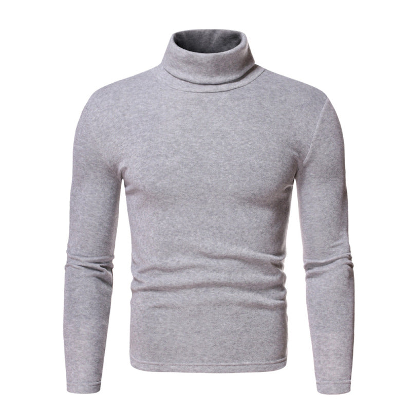 Men's fleece pullover turtleneck knitted top - K - 6 COLORS -