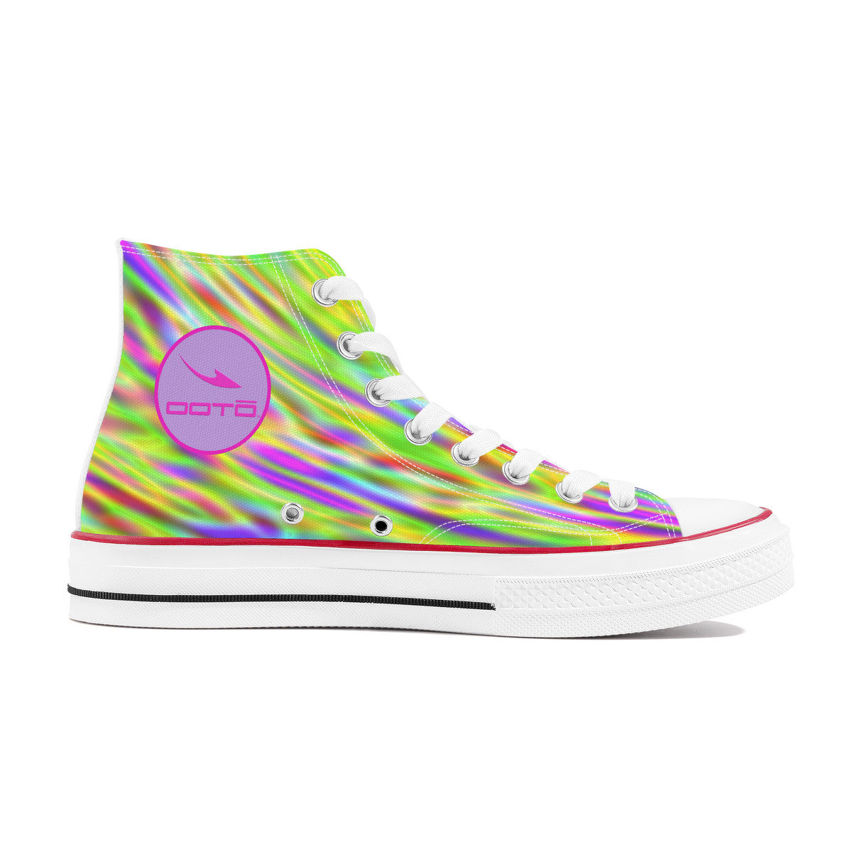 OOTO - High Top Canvas Shoes - NEON STREAM - White soles - 1 COLOR -