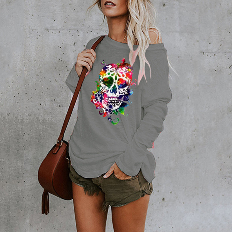 New personality skull long-sleeved top - K - 8 COLORS -