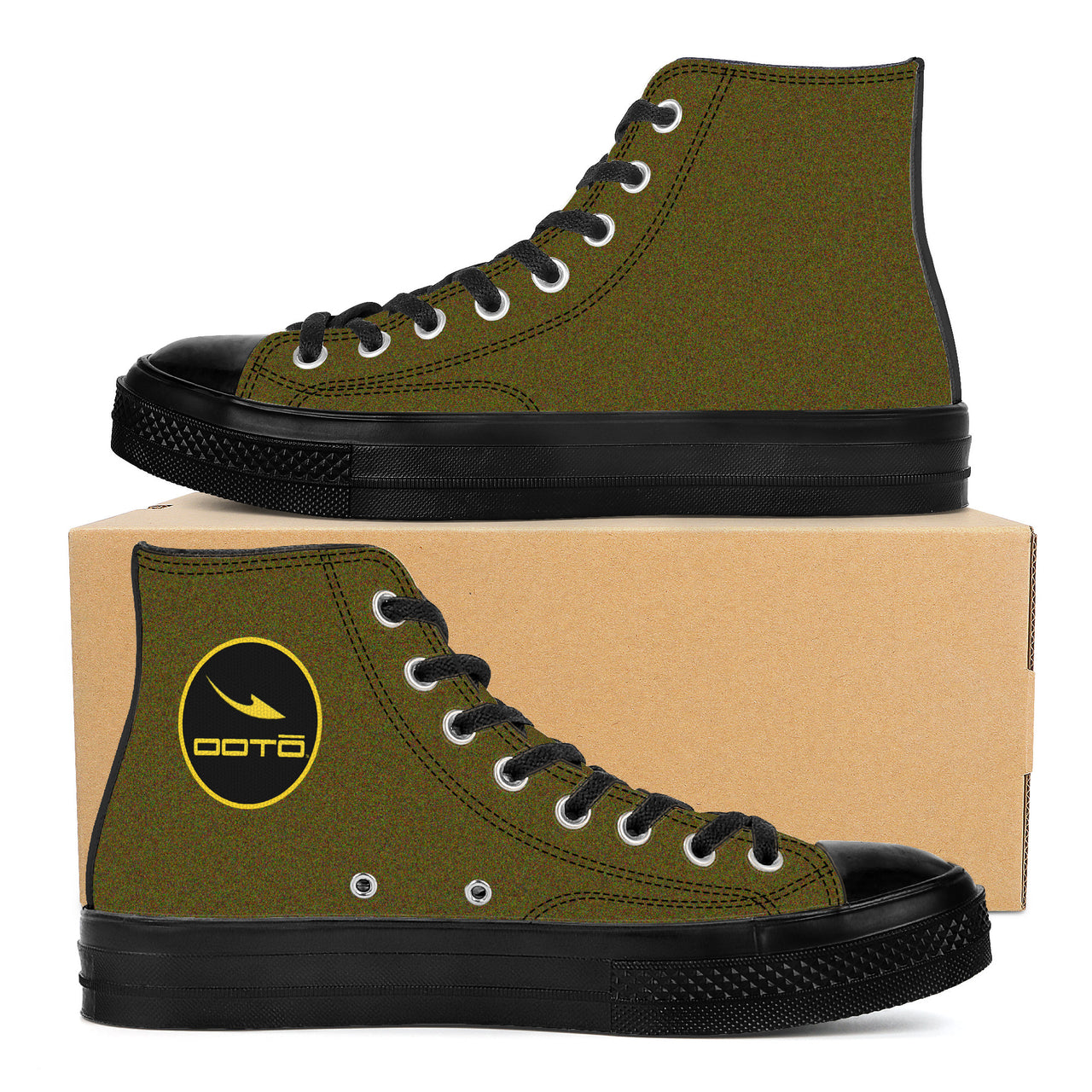 OOTO - SF_D71 High Top Canvas Shoes - NOISEY OLIVE - Black soles - 1 COLOR -