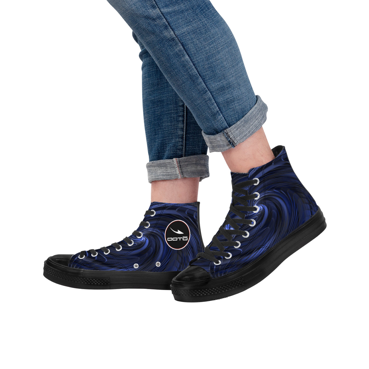 OOTO - GREEN REALITY BLUE SHIFT - SF_D71 High Top Canvas Shoes - Black soles - 1 COLOR -