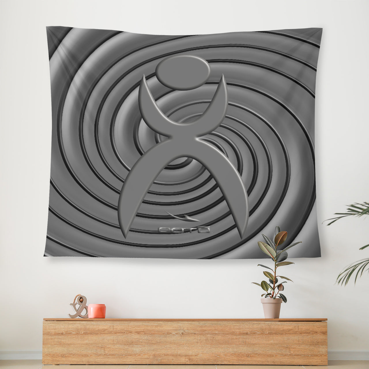 OOTO - SPIRALING GLYPHIC 1 - D34 Wall Tapestry - 3 SIZES -