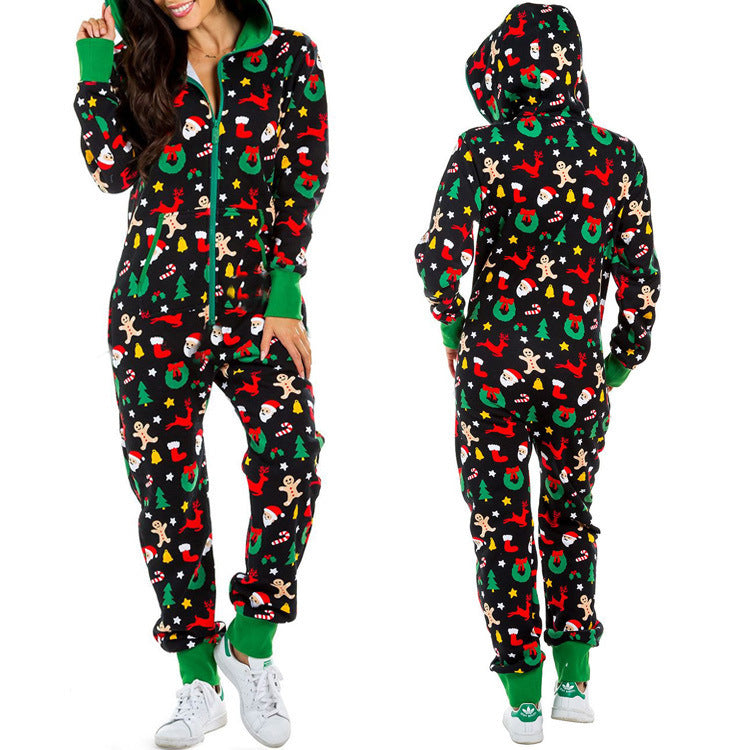 Women's elk print one-piece home wear pajamas - K - 6 PATTERNS - CHECK US OUT! -