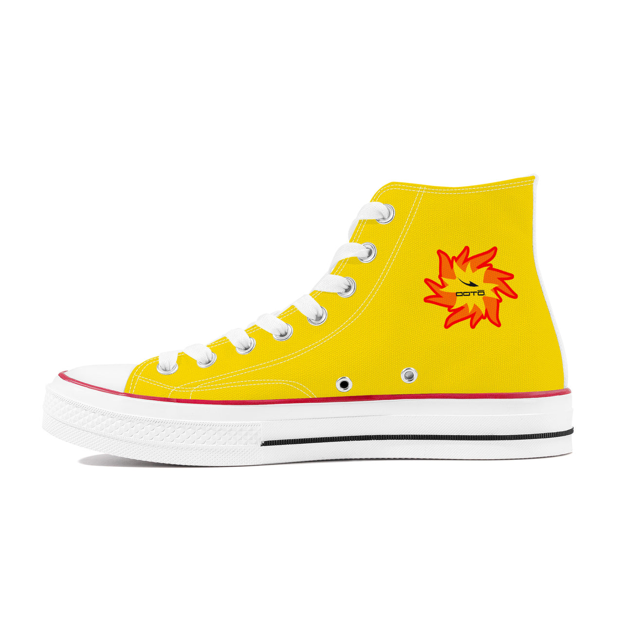 OOTO - High Top Canvas Shoes - CRAWLING SUN -YELLOW - White soles - 1 COLOR -