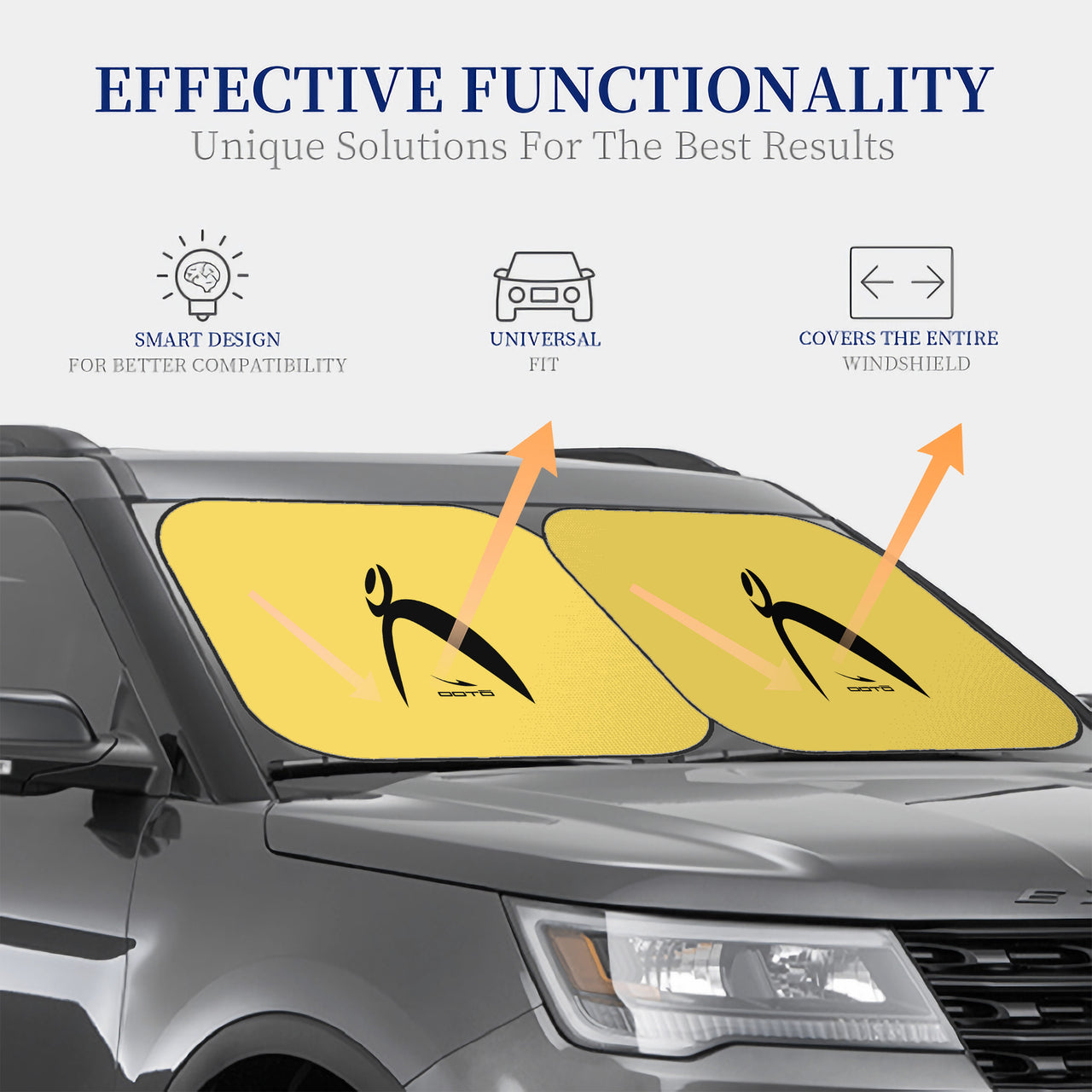 OOTO - BIG STEPPIN GLYPHIC BK - HC_T43 Foldable Car Sun Shade (2 pieces) - 2 PCS. - 3 SIZES - 1 COLOR -