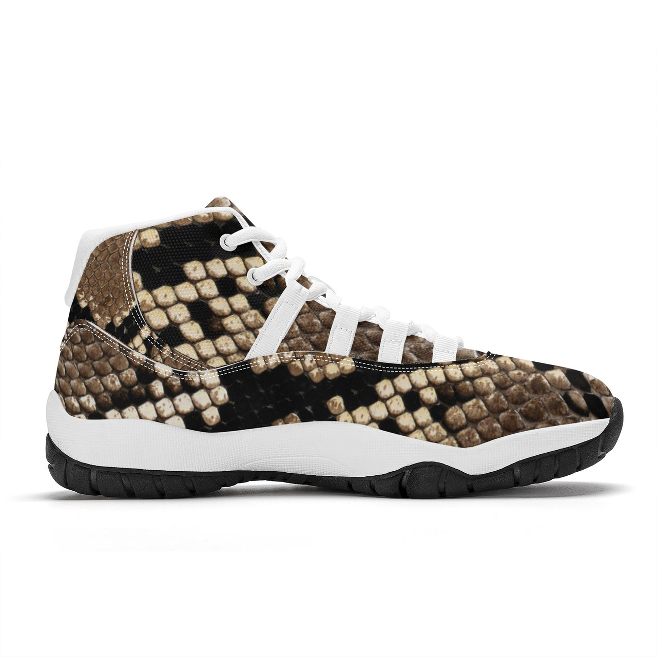 OOTO - SNAKE SKIN (print) High Top Air Retro Sneakers - White soles - 1 COLOR -