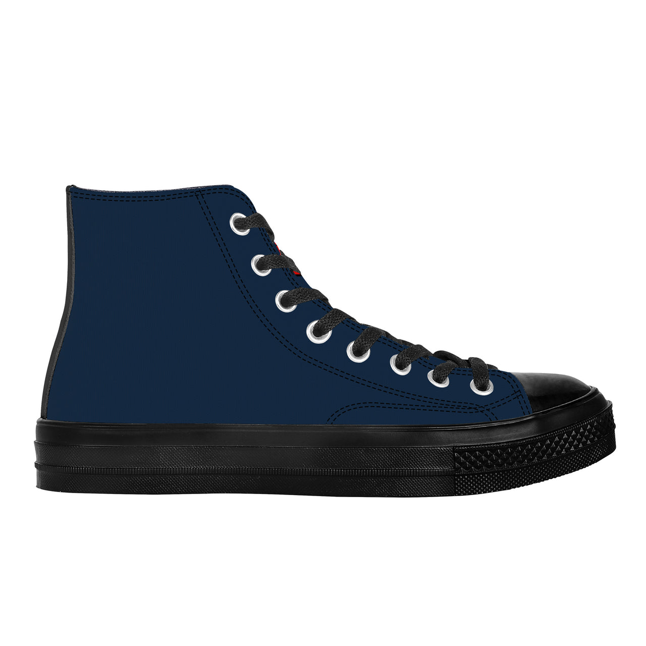 OOTO - High Top Canvas Shoes  - CLASSIC B & R ON DARK BLUE -  Black soles - 1 COLOR -