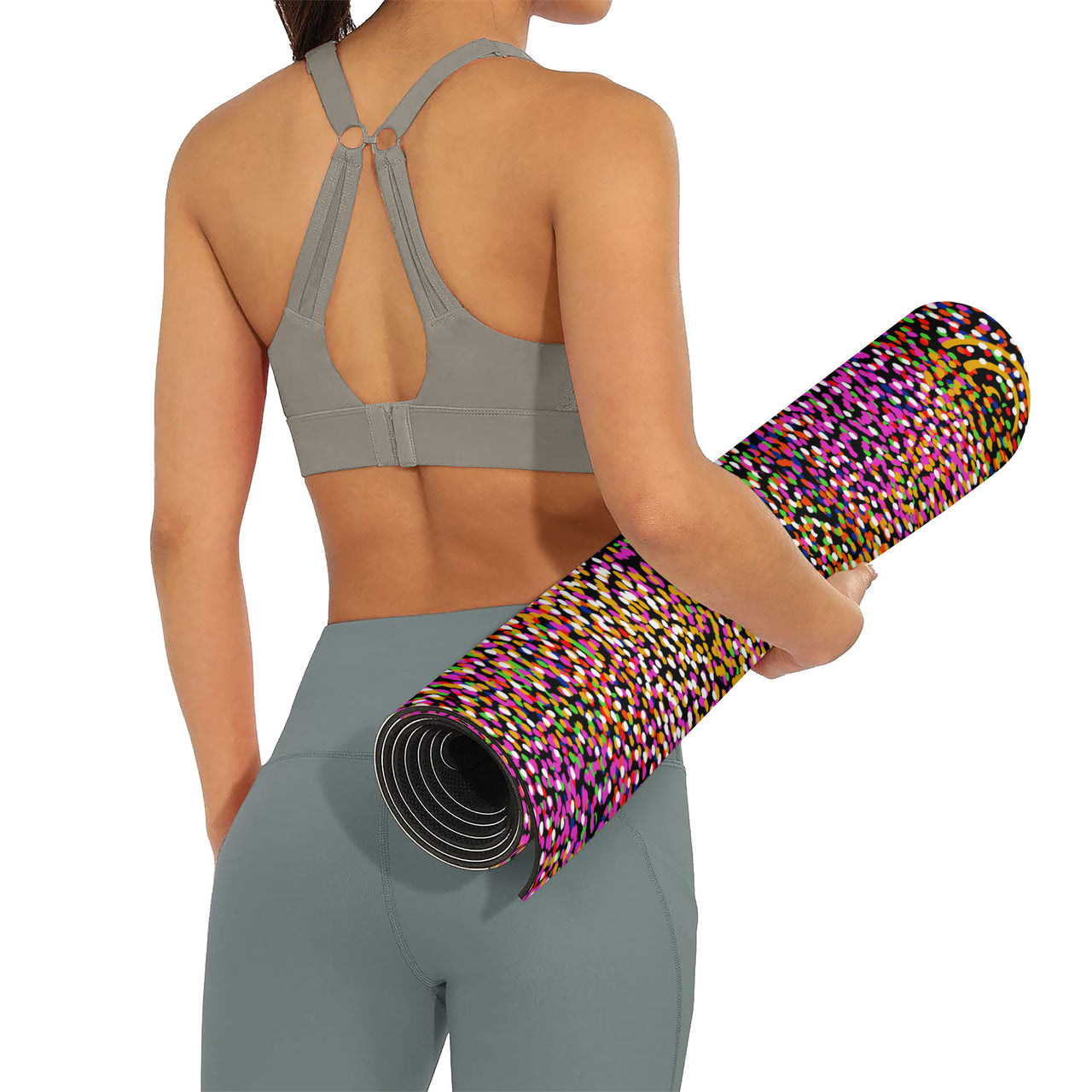 OOTO - Yoga Mat - Dash en black over dotted field