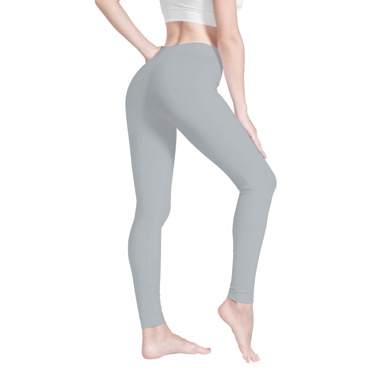 OOTO - DASH EN WHITE OVER GRAY - D48 All-Over Print Yoga Leggings - 1 COLOR -