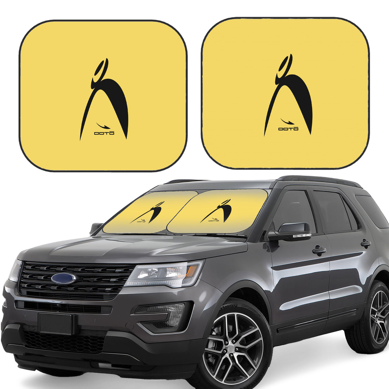 OOTO - BIG STEPPIN GLYPHIC BK - HC_T43 Foldable Car Sun Shade (2 pieces) - 2 PCS. - 3 SIZES - 1 COLOR -