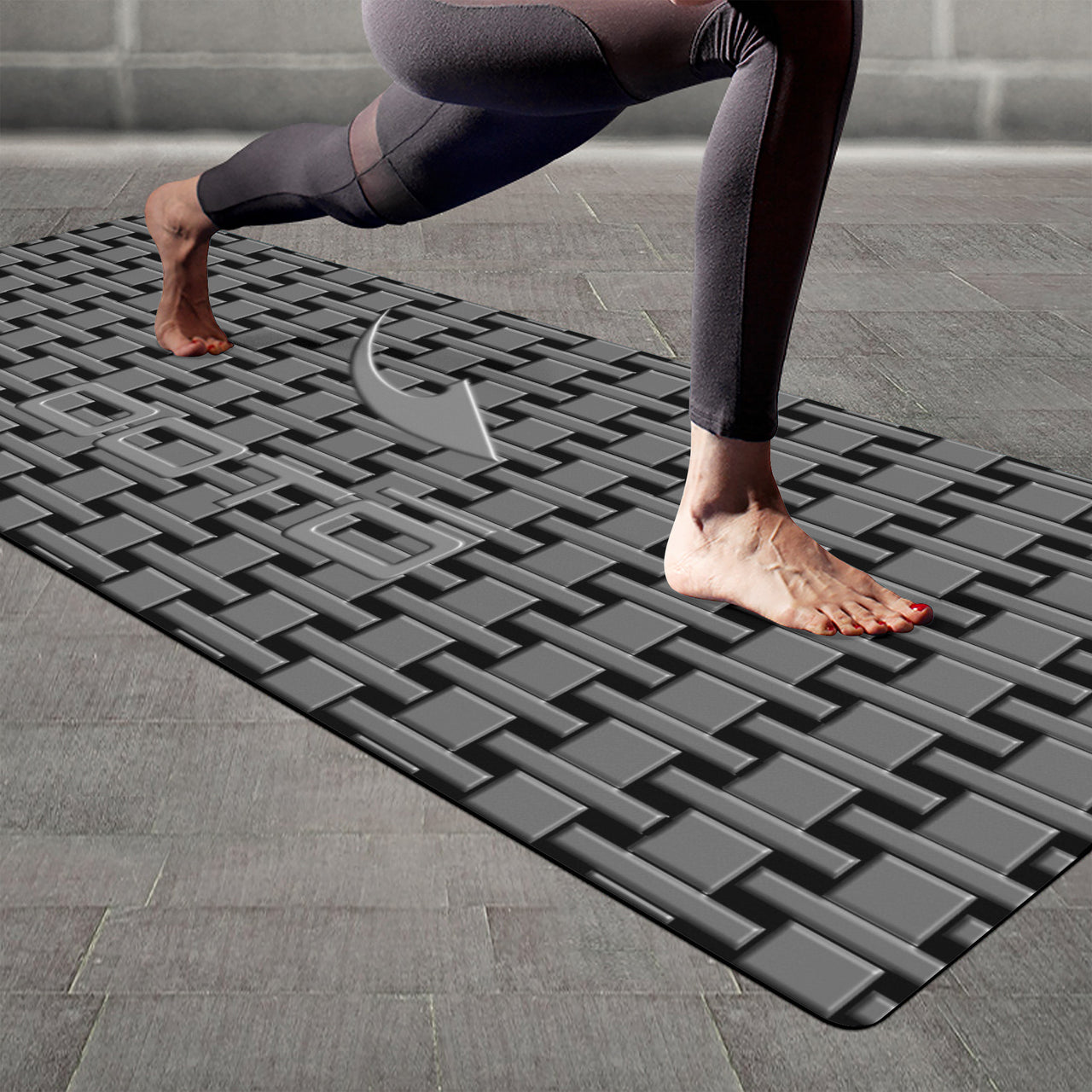 OOTO - Yoga Mat - Steel grate Grey weave on Black -