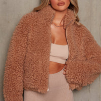 Thumbnail for New Plush Cardigan Cropped Jacket, Faux Sherpa Wool Coat - K - 4 COLORS -