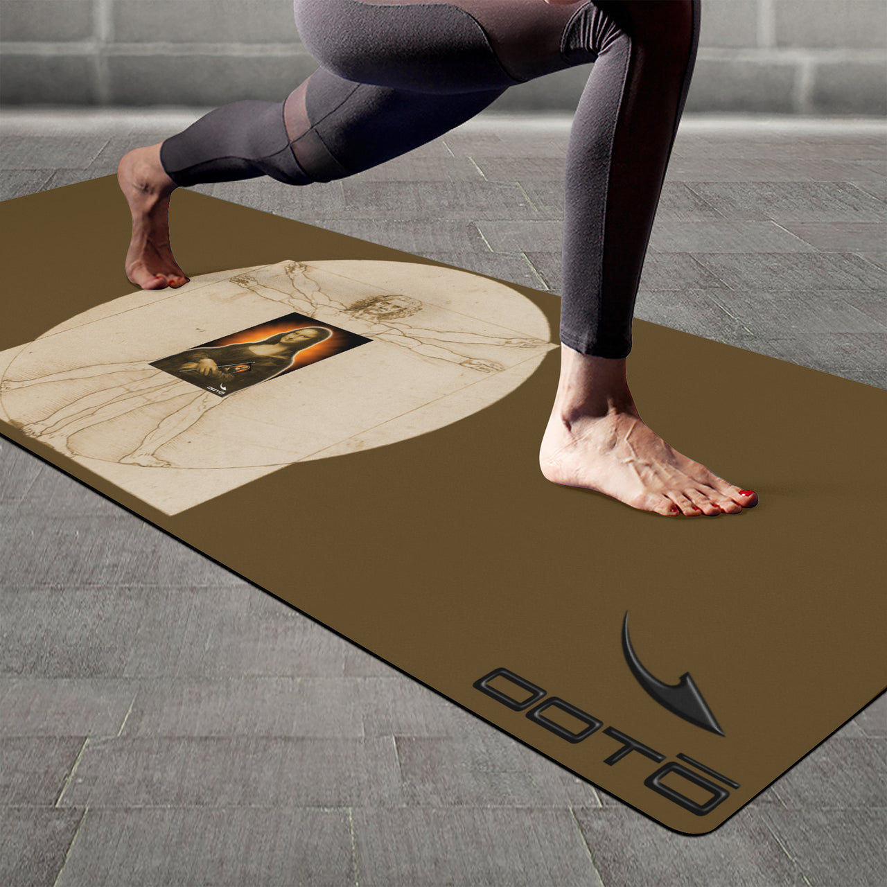 OOTO - Yoga Mat - Davincis' Vitruvian man w/ Mona Lisa