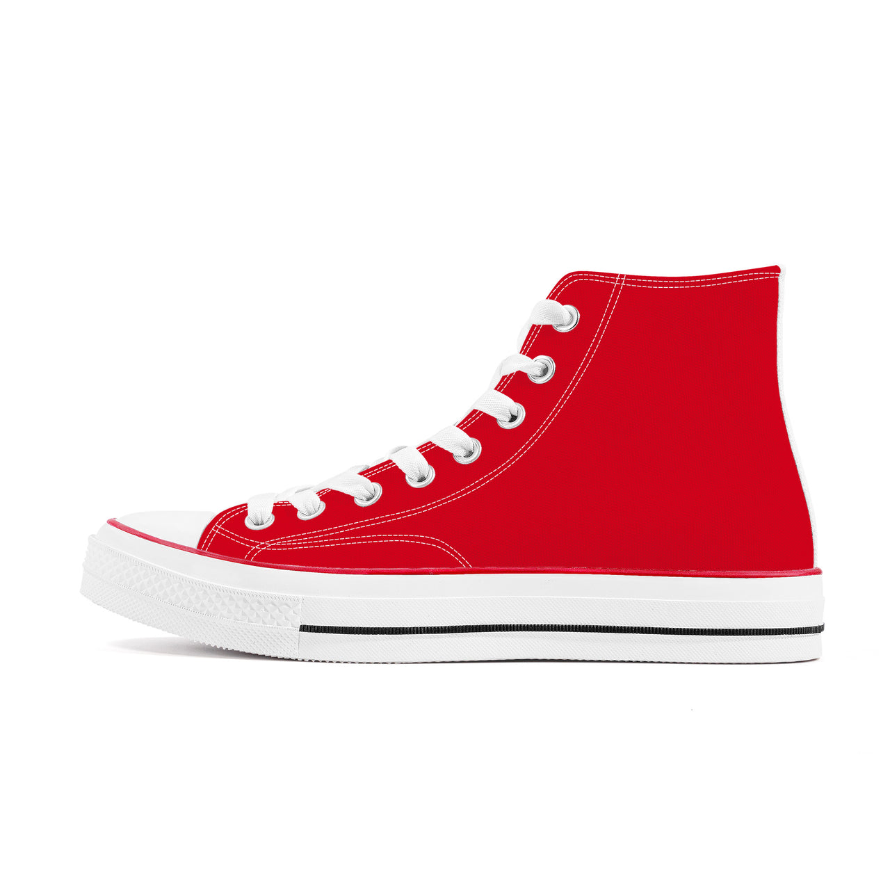 OOTO - D70 High Top Canvas Shoes - RED ENDEAVOR - DASH EN BLACK - White soles - 1 COLOR -