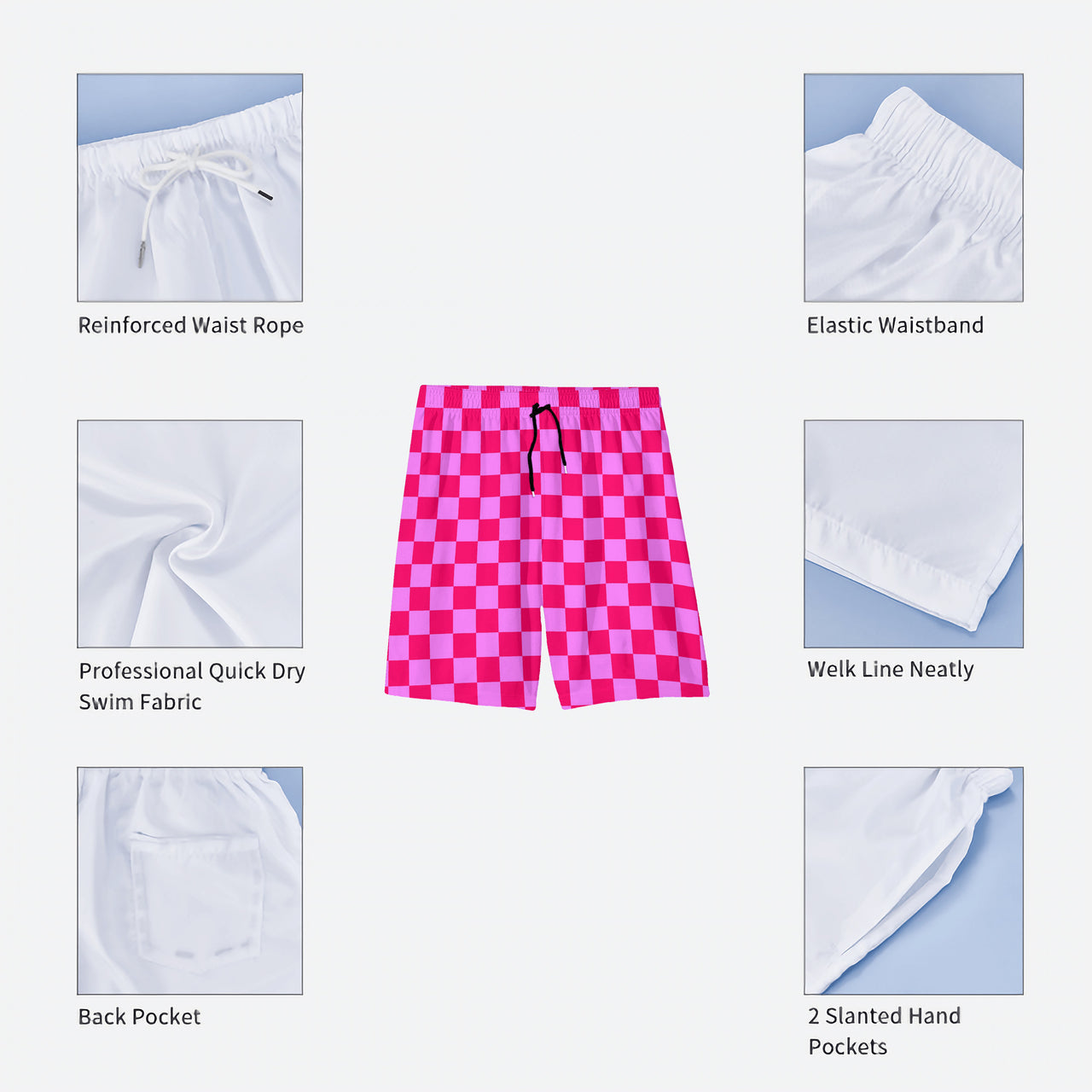 OOTO - CHECKERED PINK - HC_C16 Teen Beach Shorts - 1 COLOR -