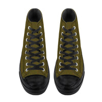 Thumbnail for OOTO - SF_D71 High Top Canvas Shoes - NOISEY OLIVE - Black soles - 1 COLOR -