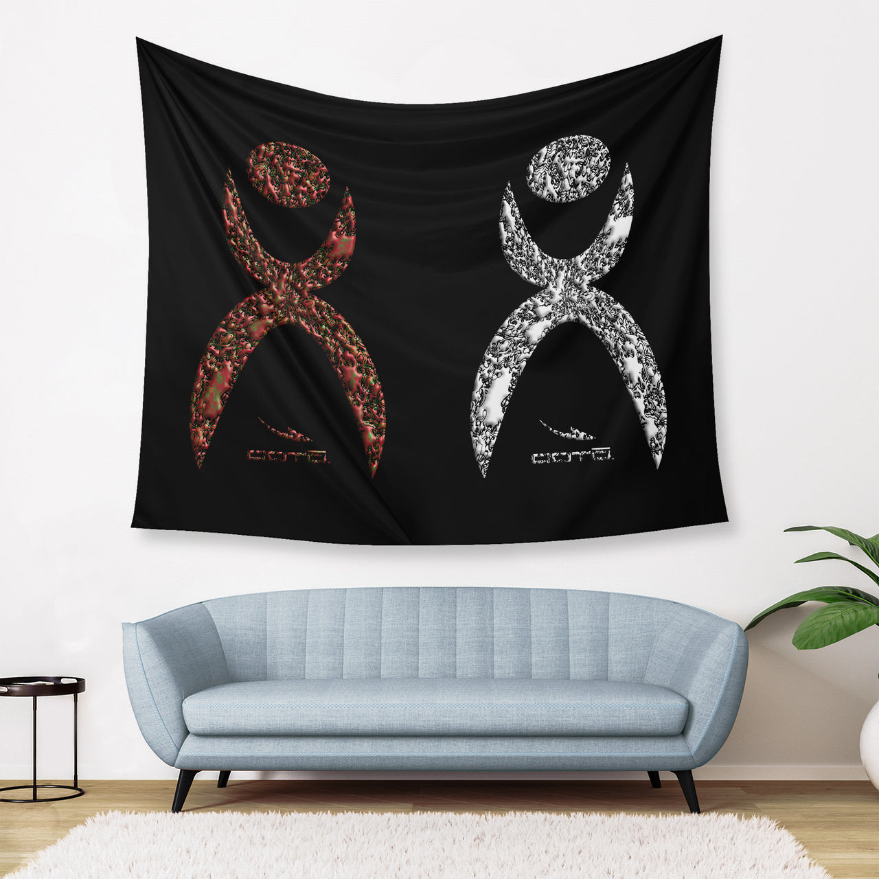 OOTO - GLYPHICS EN HALTED PHASES - D34 Wall Tapestry - 3 SIZES -