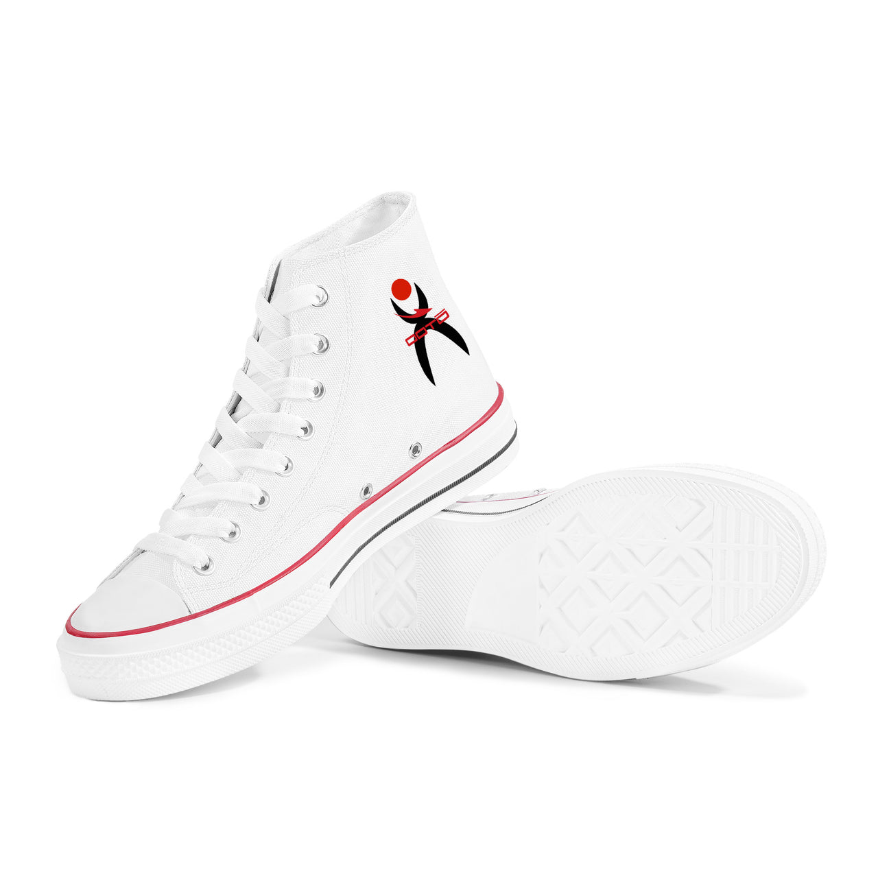 OOTO - GLYPHIC EN BLACK & RED - D70 High Top Canvas Shoes - White soles - 1 COLOR -