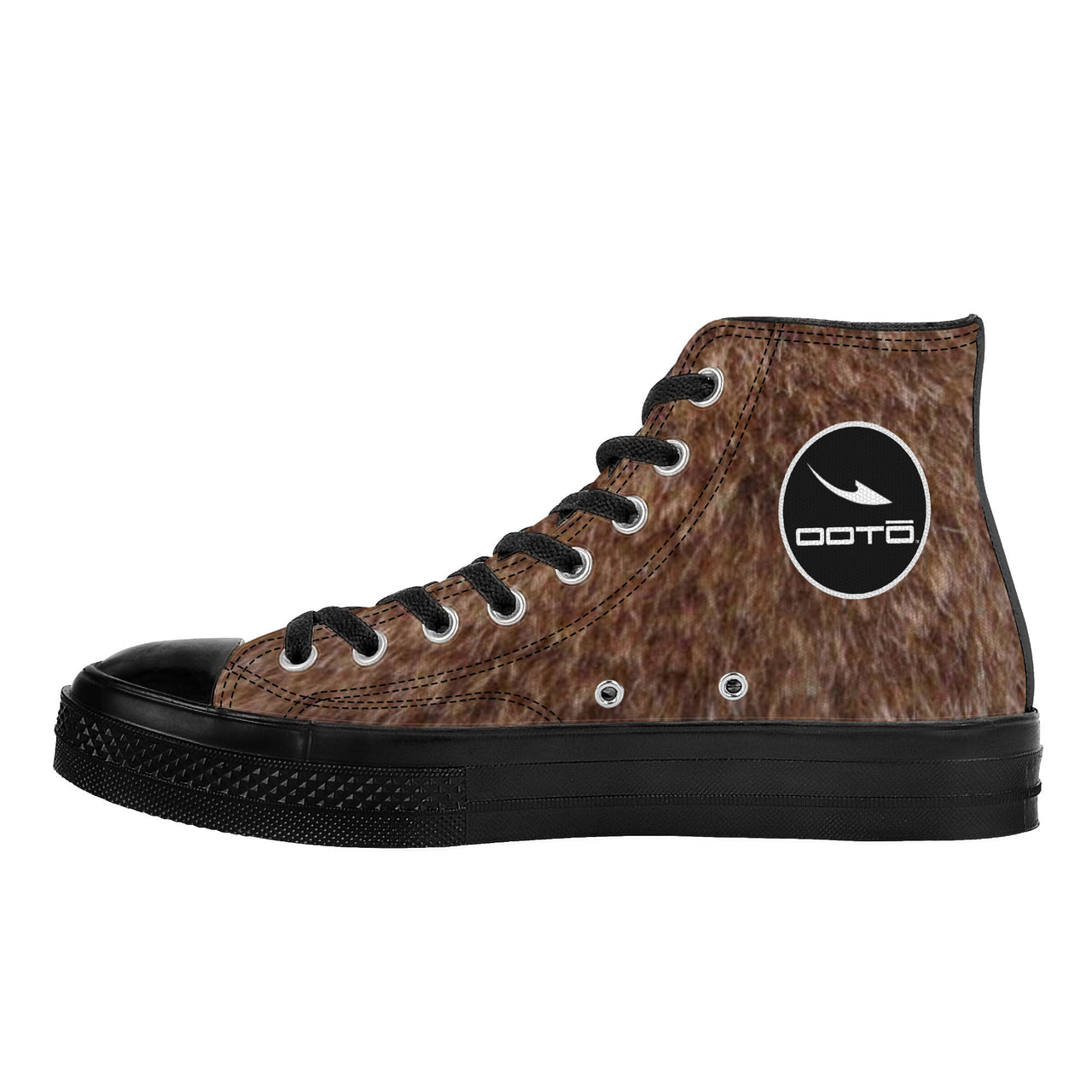 OOTO - YETI? (fur print) - High Top Canvas Shoes - Black soles - 1 COLOR -