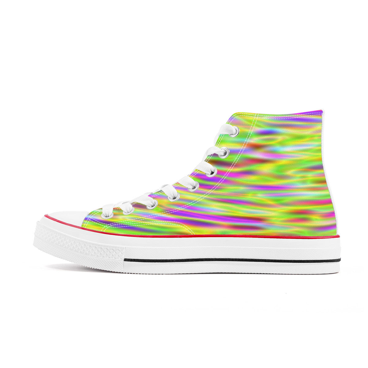 OOTO - High Top Canvas Shoes - NEON STREAM - White soles - 1 COLOR -