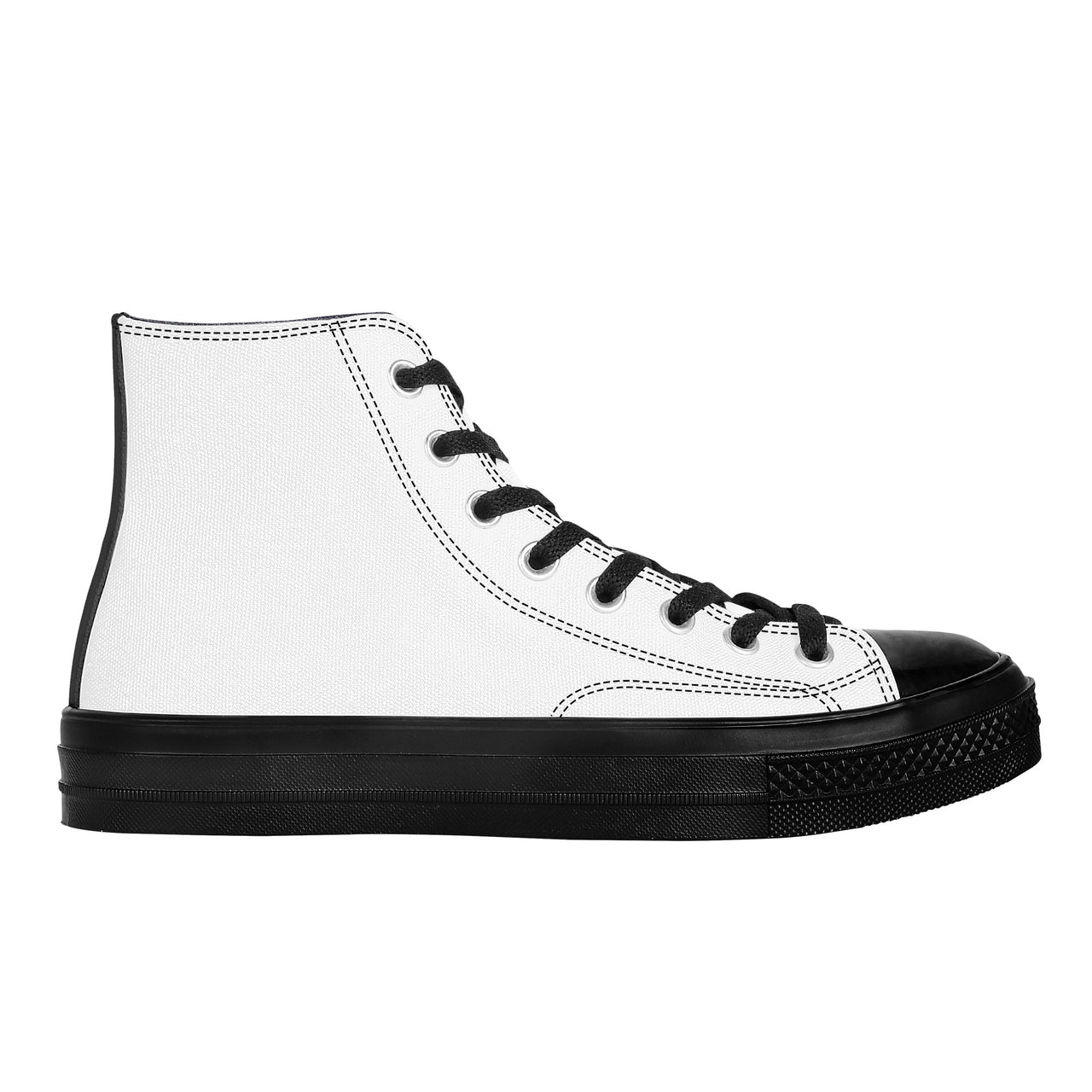 OOTO - High Top Canvas Shoes - CLASSIC B & W - Black soles - 1 COLOR -