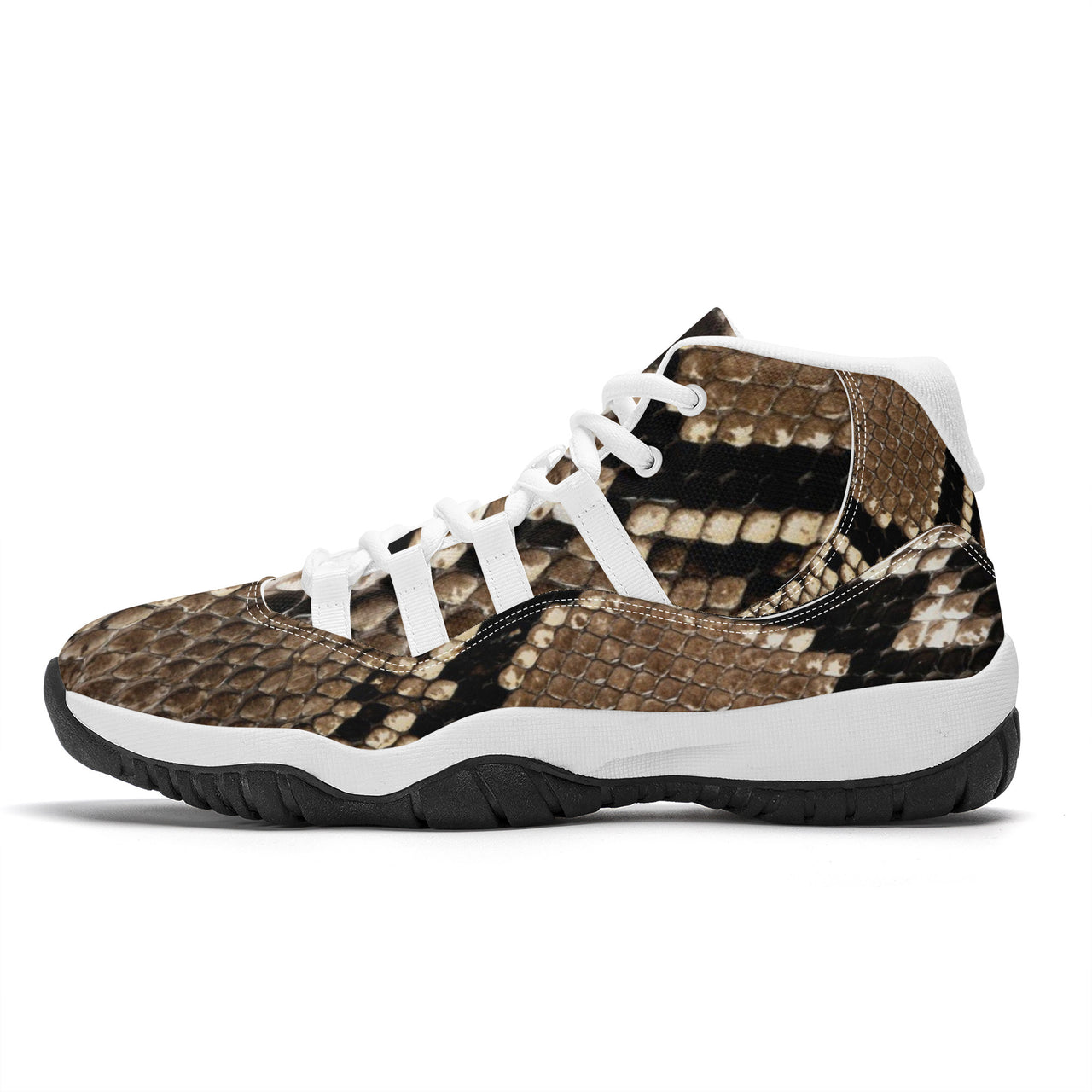 OOTO - SNAKE SKIN (print) High Top Air Retro Sneakers - White soles - 1 COLOR -