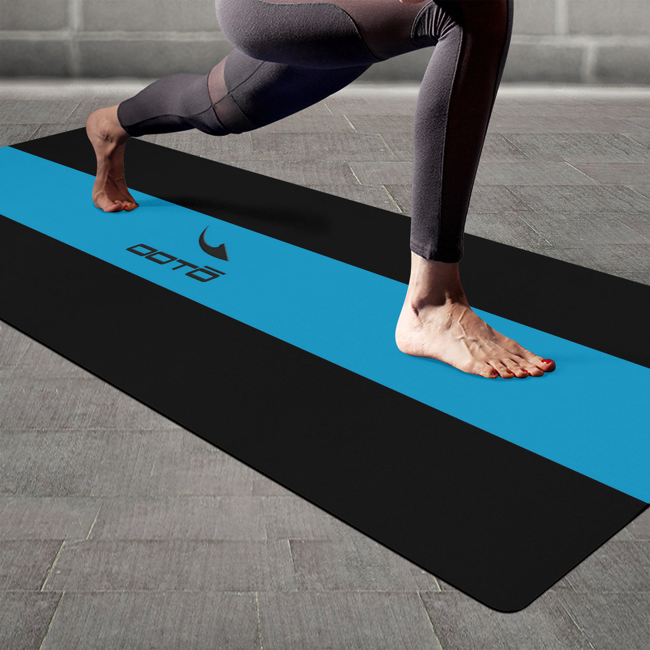 OOTO - Yoga Mat - Neon blue stripe -