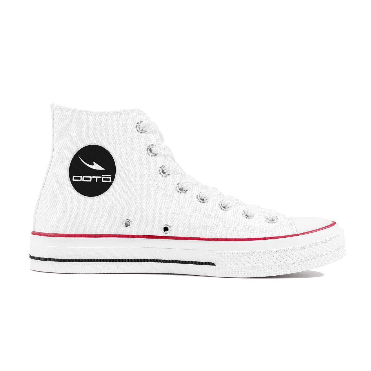 OOTO - CLASSIC B & W OVER WHITE - D70 High Top Canvas Shoes - White soles - 1 COLOR -