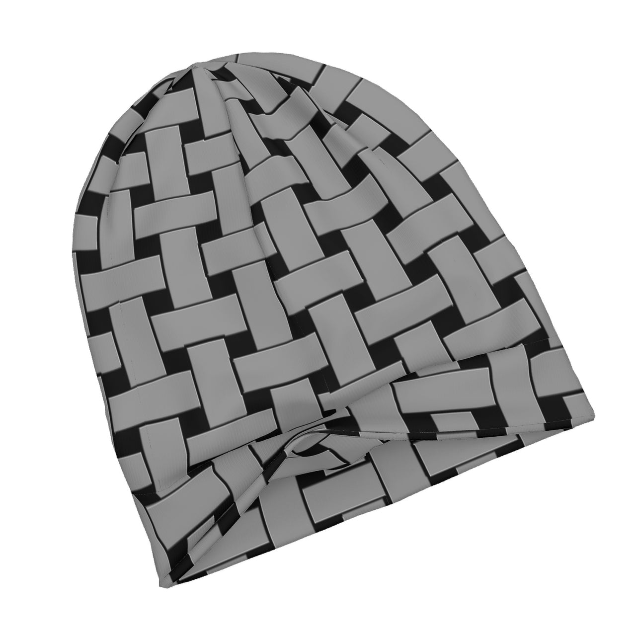 OOTO - GREY WEAVE ON BLACK -HC_T6 Adult Knitted Beanie - 1 COLOR -