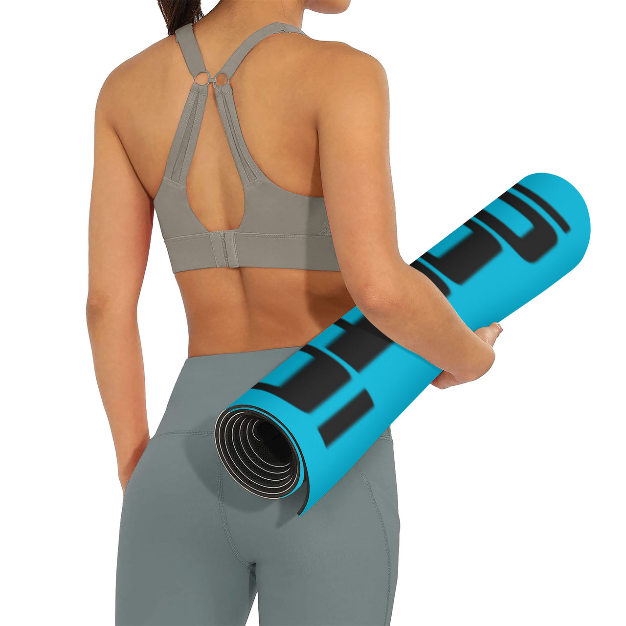 OOTO - Yoga Mat - Black frame on neon light blue