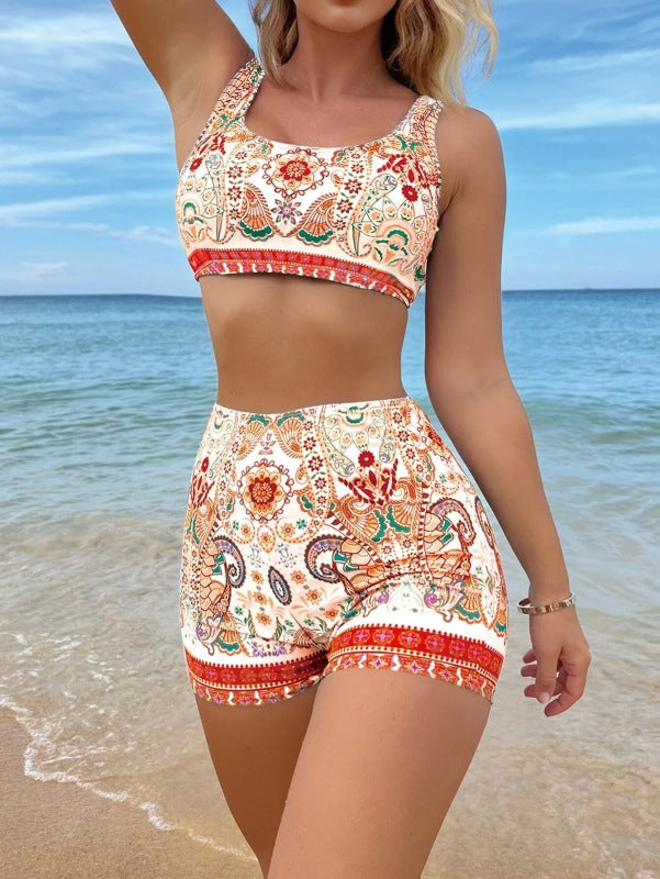 Women's Ethnic Print Two-Piece Swimsuit Set - K - 3 COLORS - 1 PATTERN -