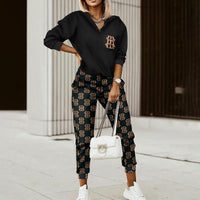 Thumbnail for Printed long-sleeved trousers set - sweater set - 2 PCS. - K - 6 COLORS/PATTERNS -