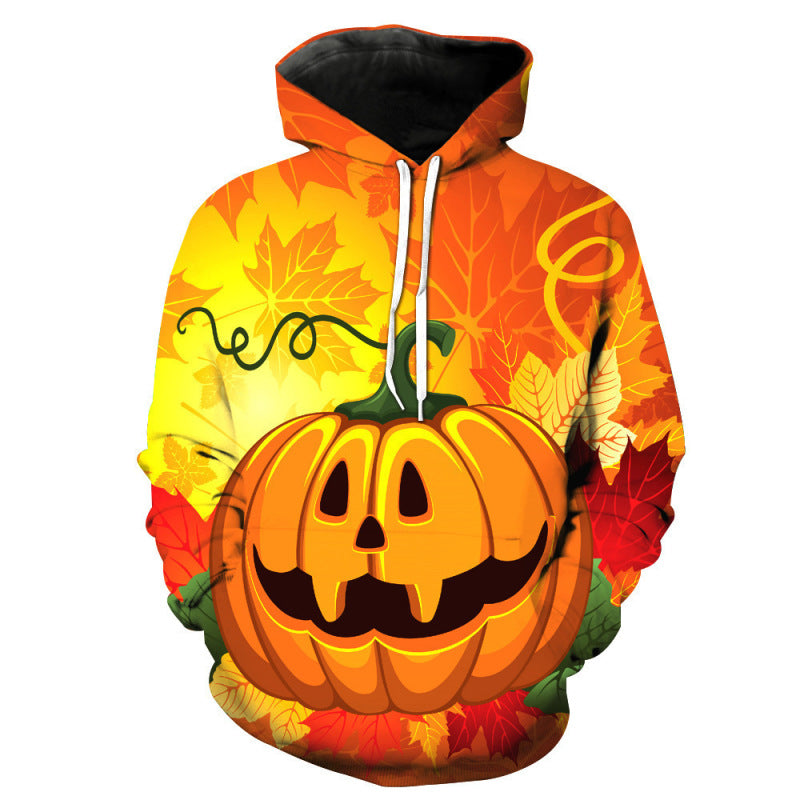 Halloween 3D digital print long sleeve pullover hooded sweatshirt - K - 1 DESIGN -