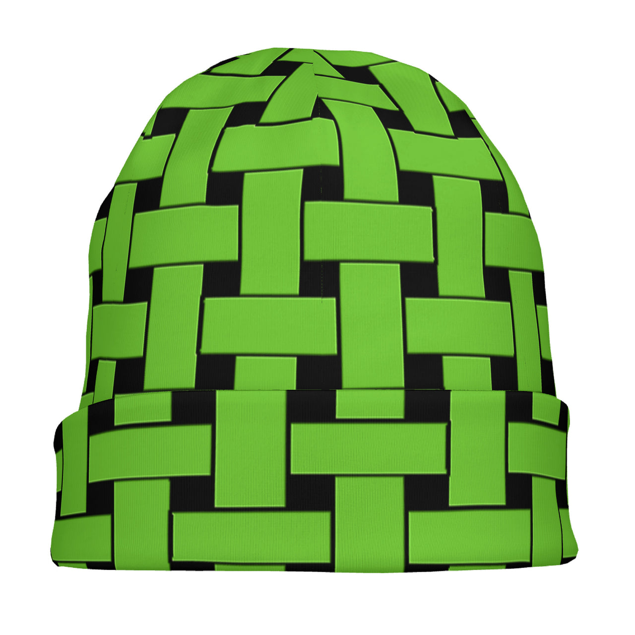 OOTO - LIME WEAVE ON BLACK - HC_T6 Adult Knitted Beanie - 1 COLOR -