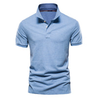 Thumbnail for Men's solid color lapel casual short-sleeved POLO shirt - K - 7 COLORS -